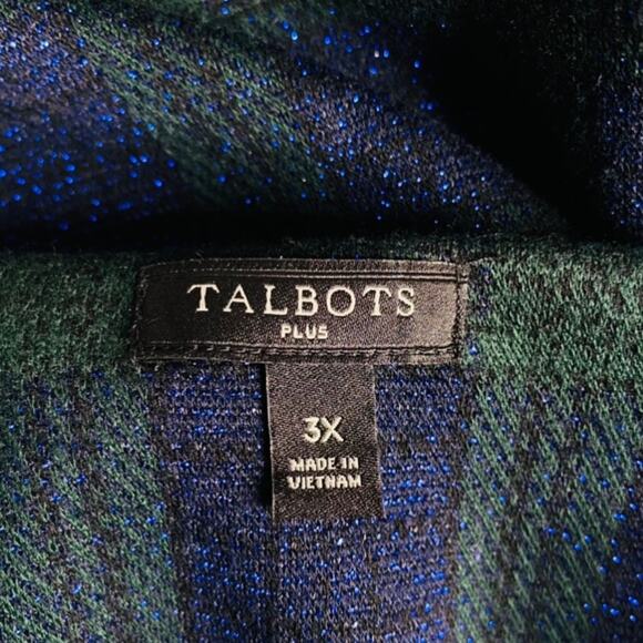 Talbots Zip Pocket Jacquard Plaid Top size 3X - Picture 5 of 7